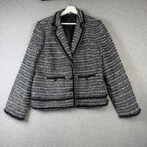 Talbots Women's Size 18 Plus Grey Tweed Nylon Blend Blazer Jacket Coat